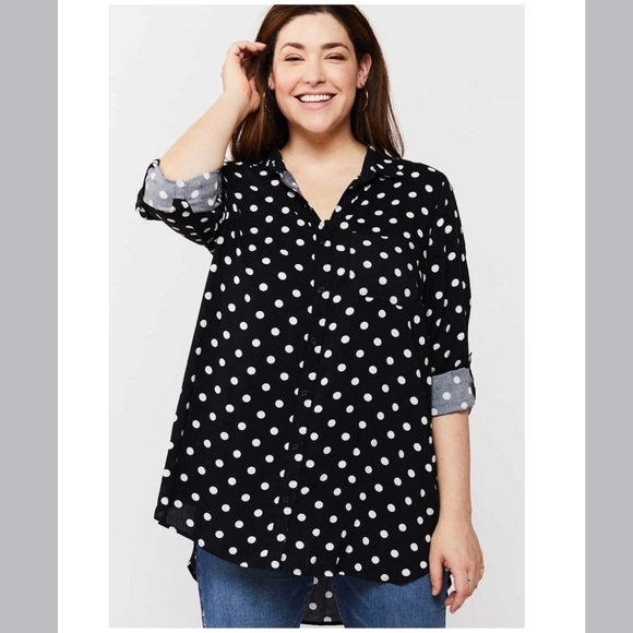 Velvet Heart WHITE polka dot button top - Picture 2 of 5